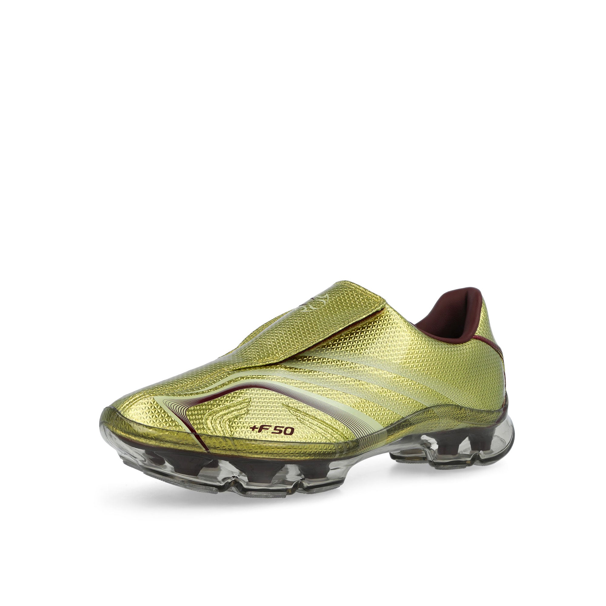 adidas F50 Adiframe W Gold Metallic / Ice Gold Metallic / Maroon Low Top Sneakers IH1657 Close-up | Overkill
