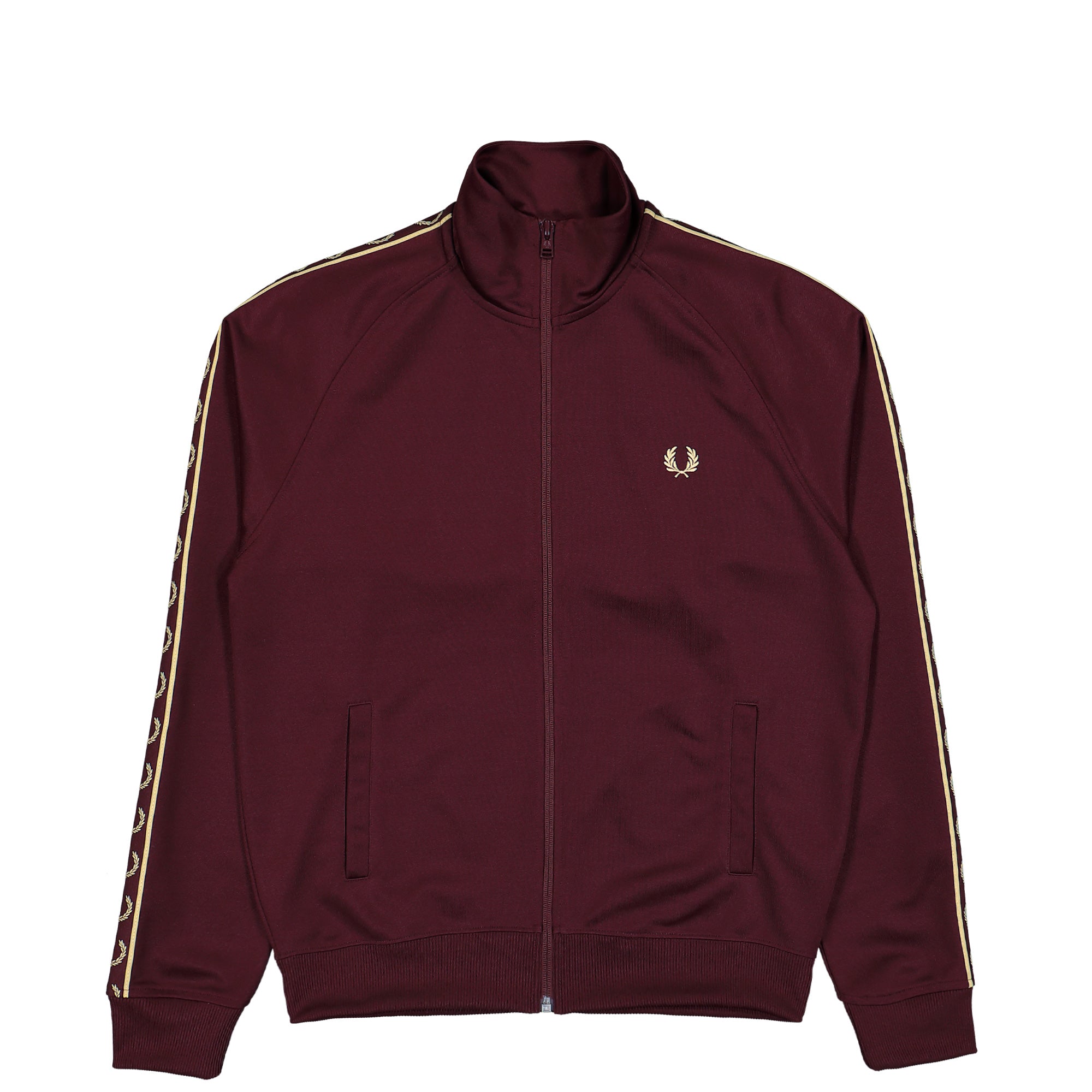 Fred Perry Contrast Tape Track Jacket Oxblood / Champagne Track Jackets J5557-69A | Overkill
