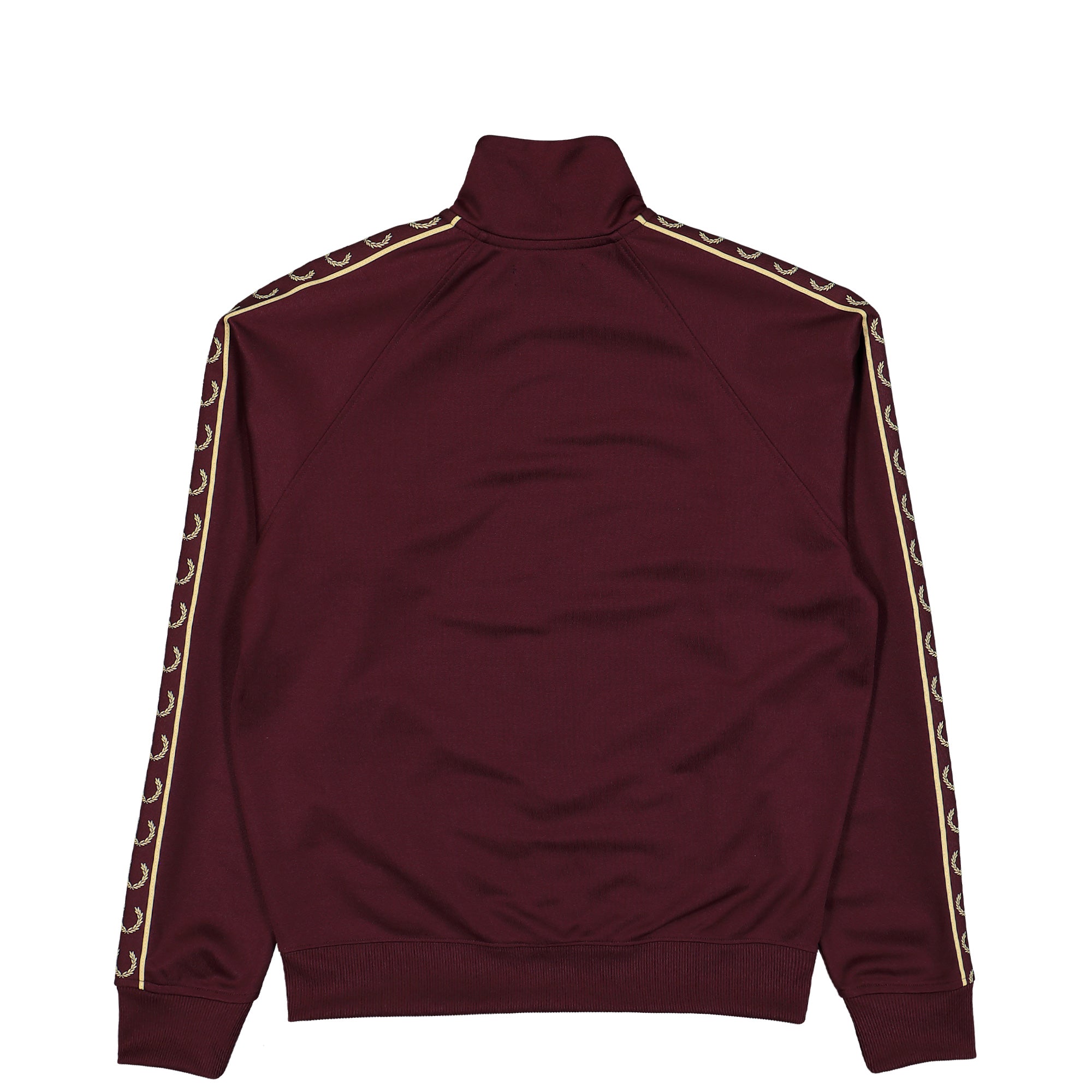 Fred Perry Contrast Tape Track Jacket Oxblood / Champagne Track Jackets J5557-69A Close-up | Overkill

