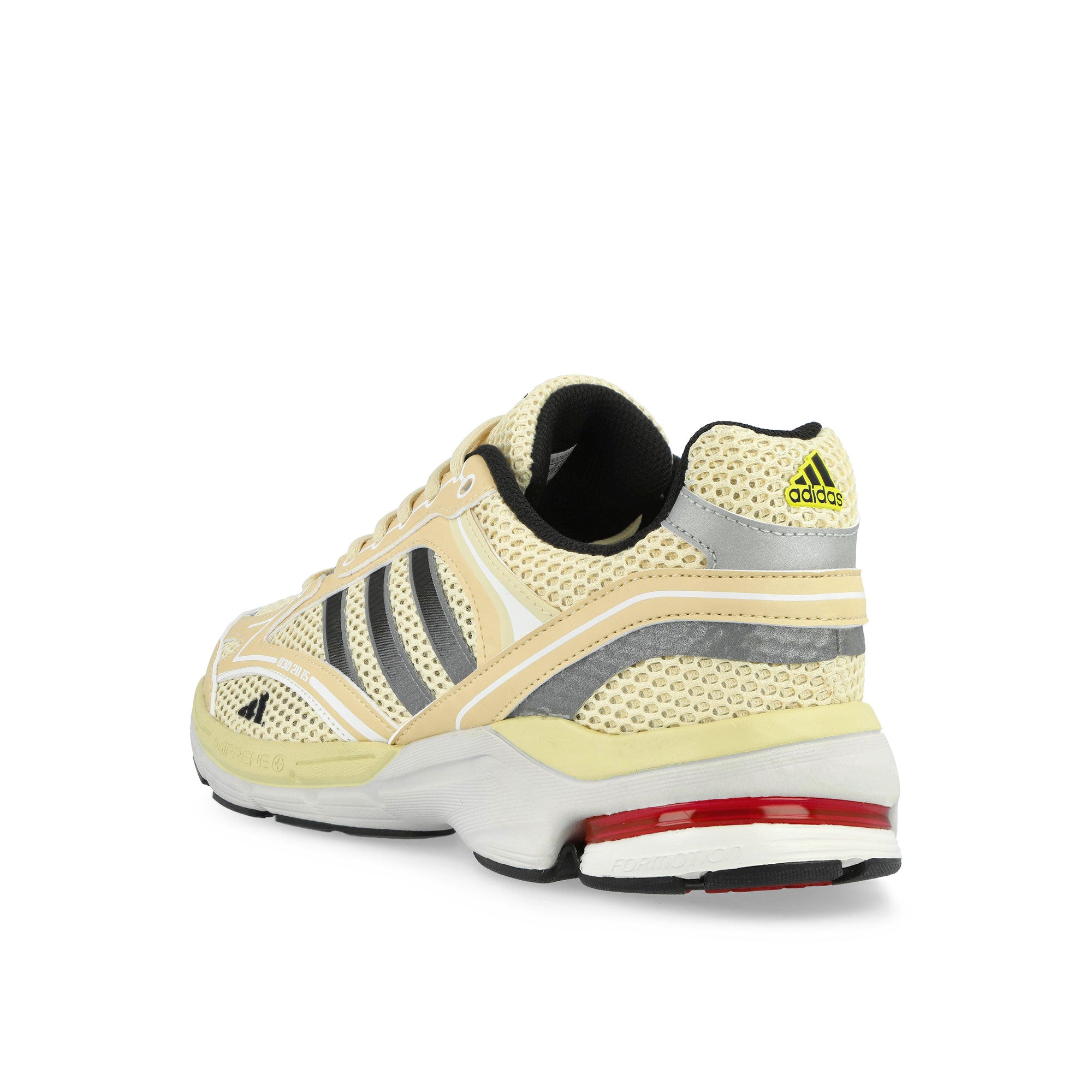 Overkill x adidas Spiritain 2000 Light Sand / Silver Metallic / Core White Low Top Sneakers KJ7263 Close-up | Overkill