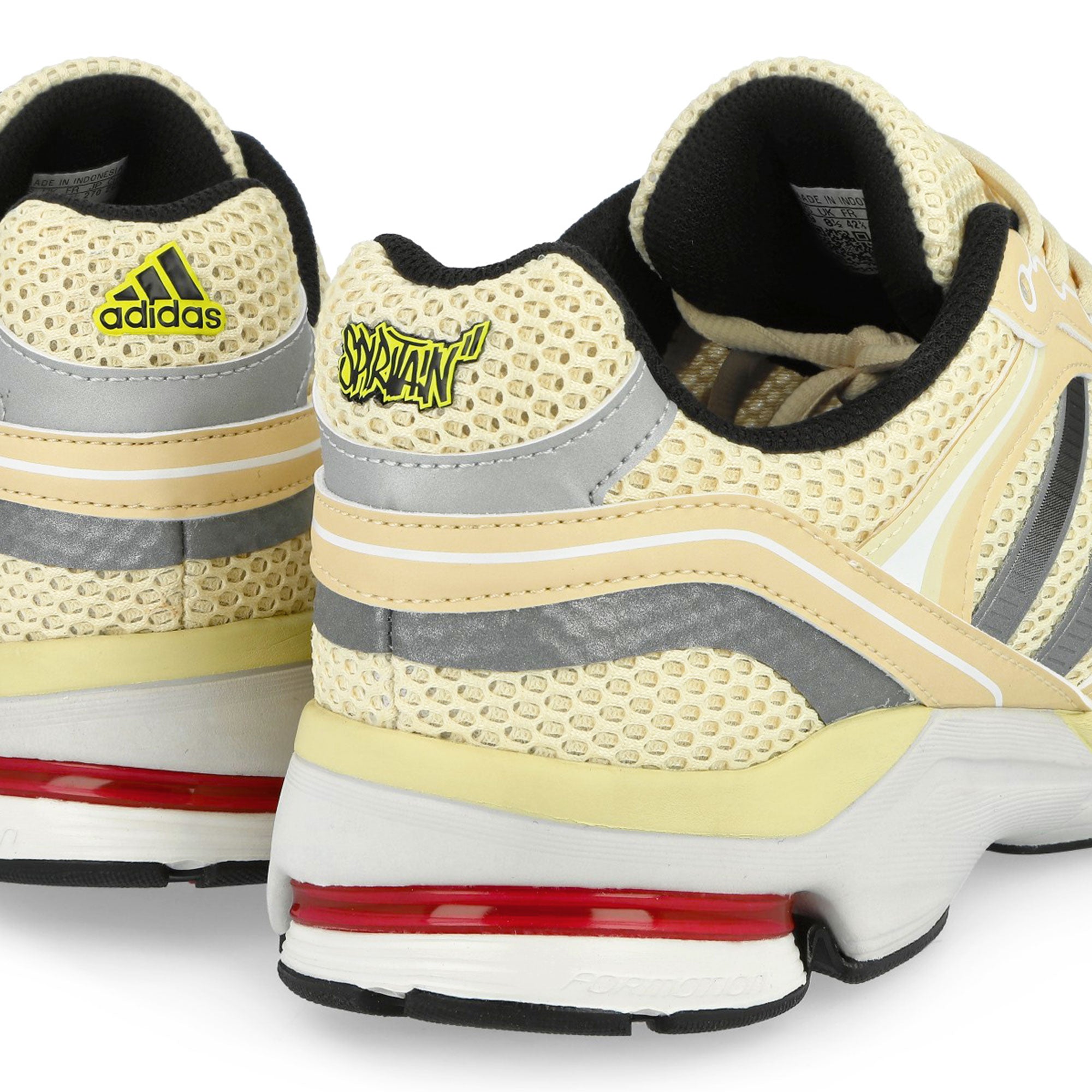 Overkill x adidas Spiritain 2000 Light Sand / Silver Metallic / Core White Low Top Sneakers KJ7263 Detail View 2 | Overkill