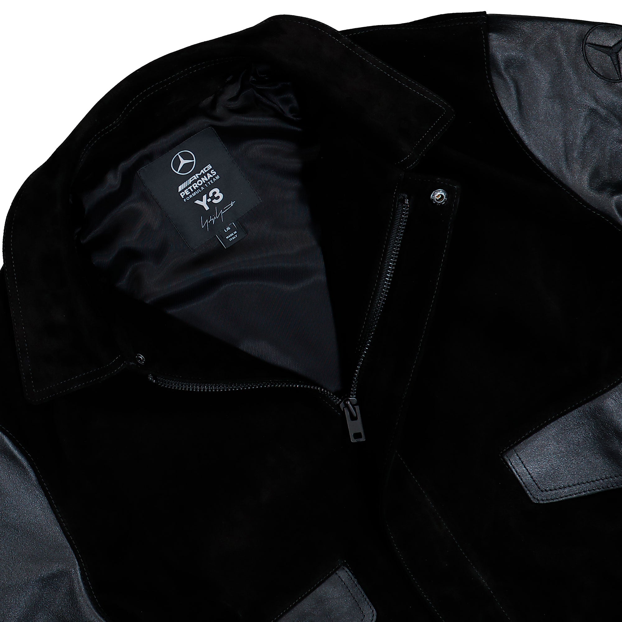 Mercedes-AMG Petronas F1 x Y-3 F1 Leather Racing Jacket Black Jackets KR2385 Detailfoto | Overkill