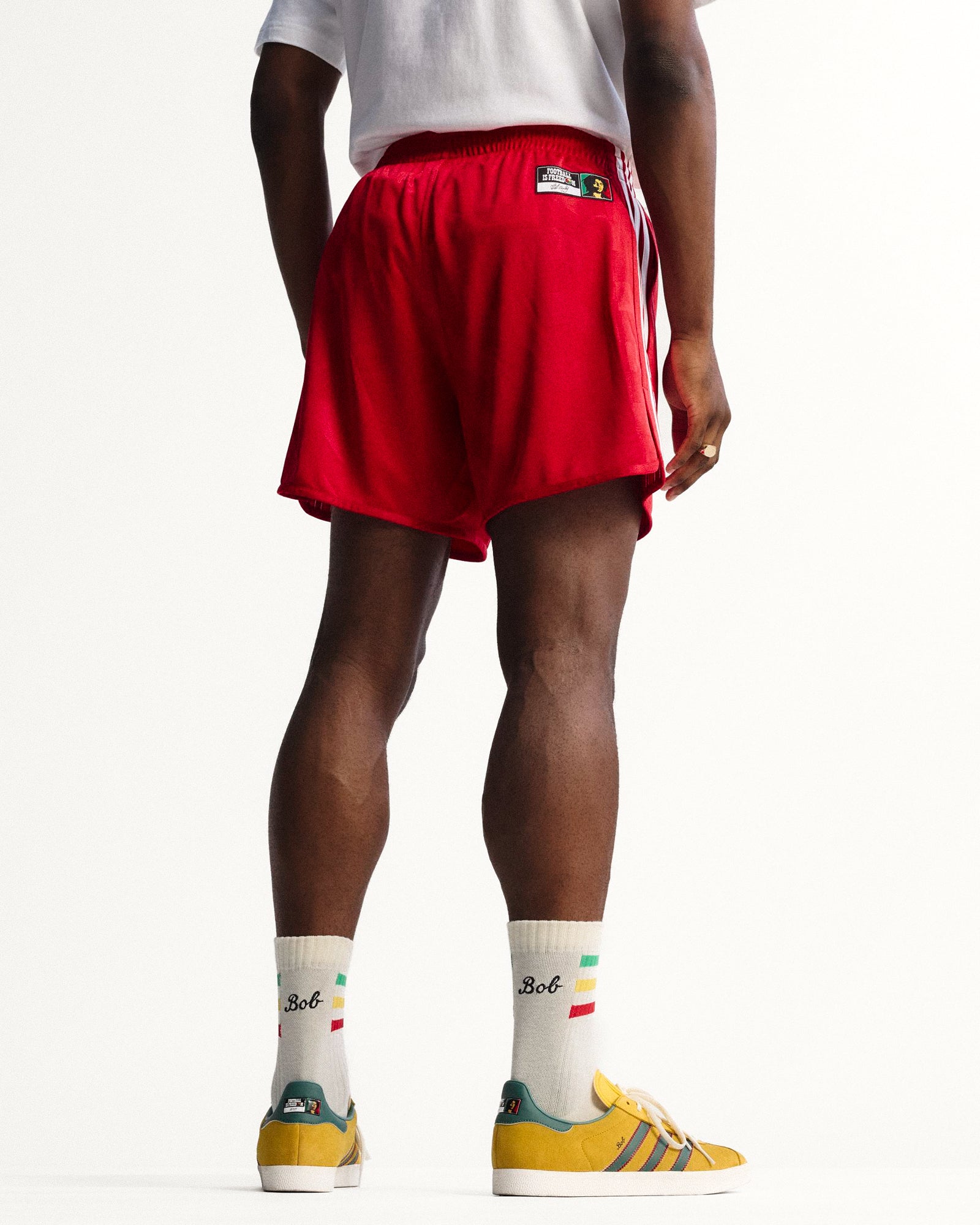 adidas Bob Marley OG Shorts Pure Ruby Shorts JY5213 On Model Back View | Overkill
