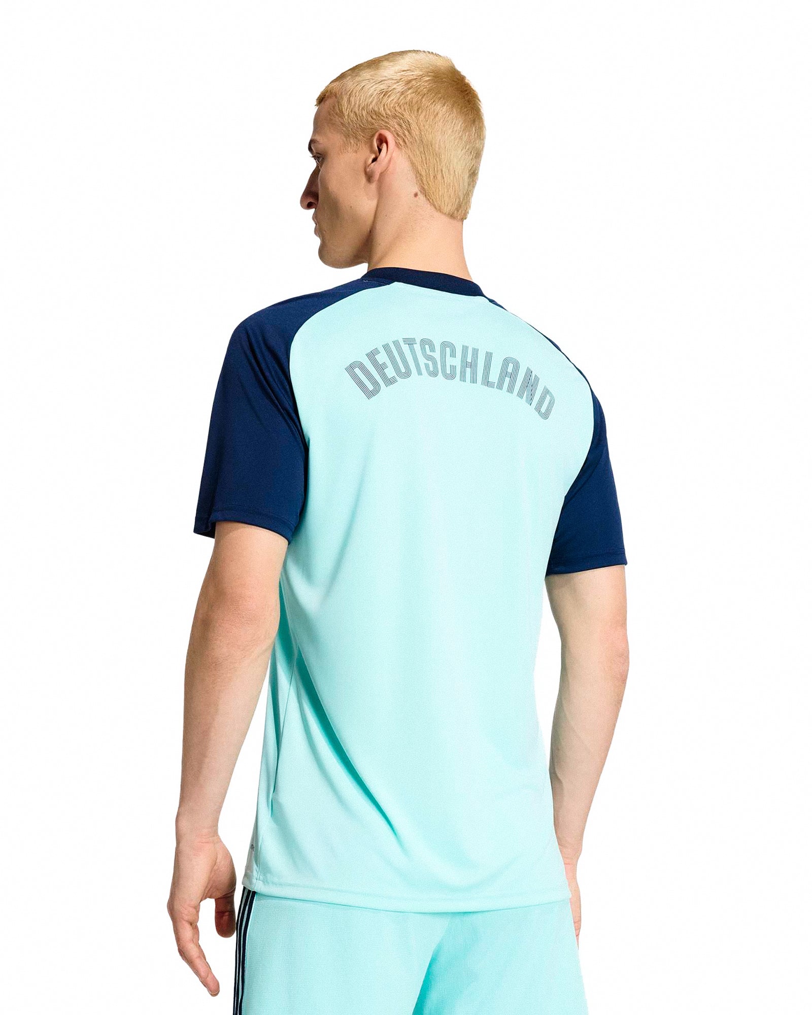 adidas DFB Germany Away Pre-Match Jersey Flash Aqua T-Shirts JZ4578 On Model Back View | Overkill

