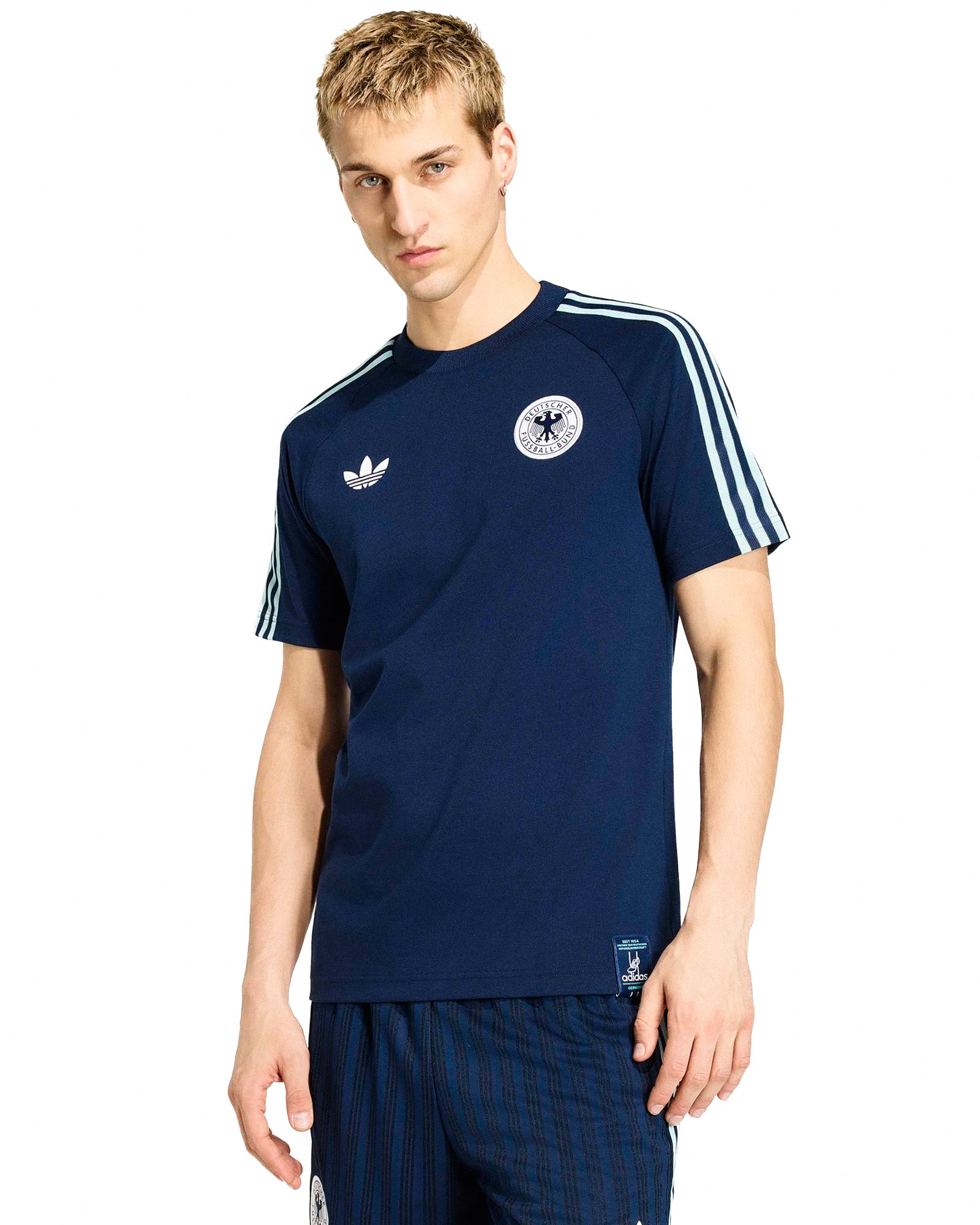 adidas DFB Germany OG Tee Collegiate Navy Dresses JZ9342 On Model Front View | Overkill
