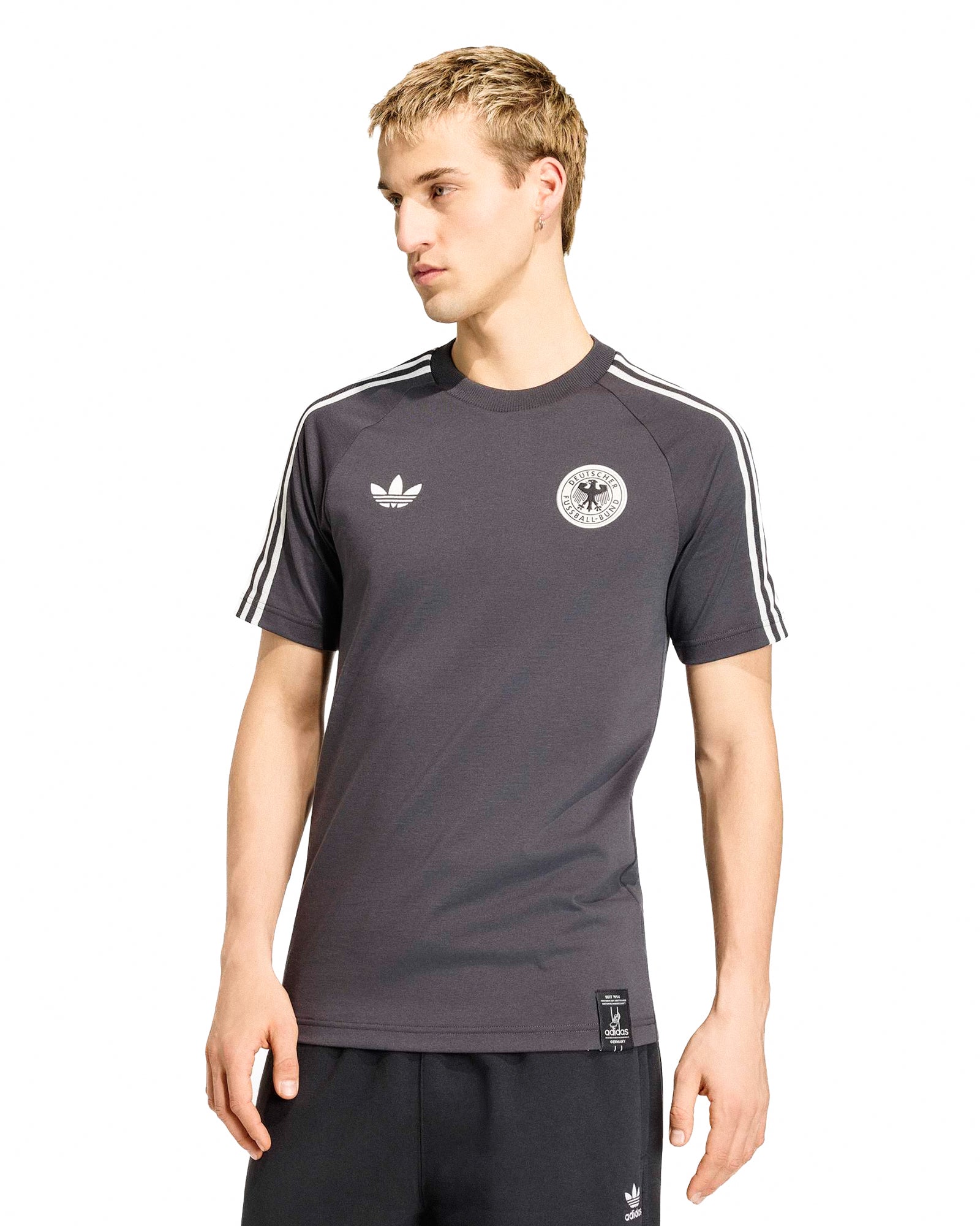 adidas DFB Germany OG Tee Utility Black T-Shirts KG5097 On Model Front View | Overkill
