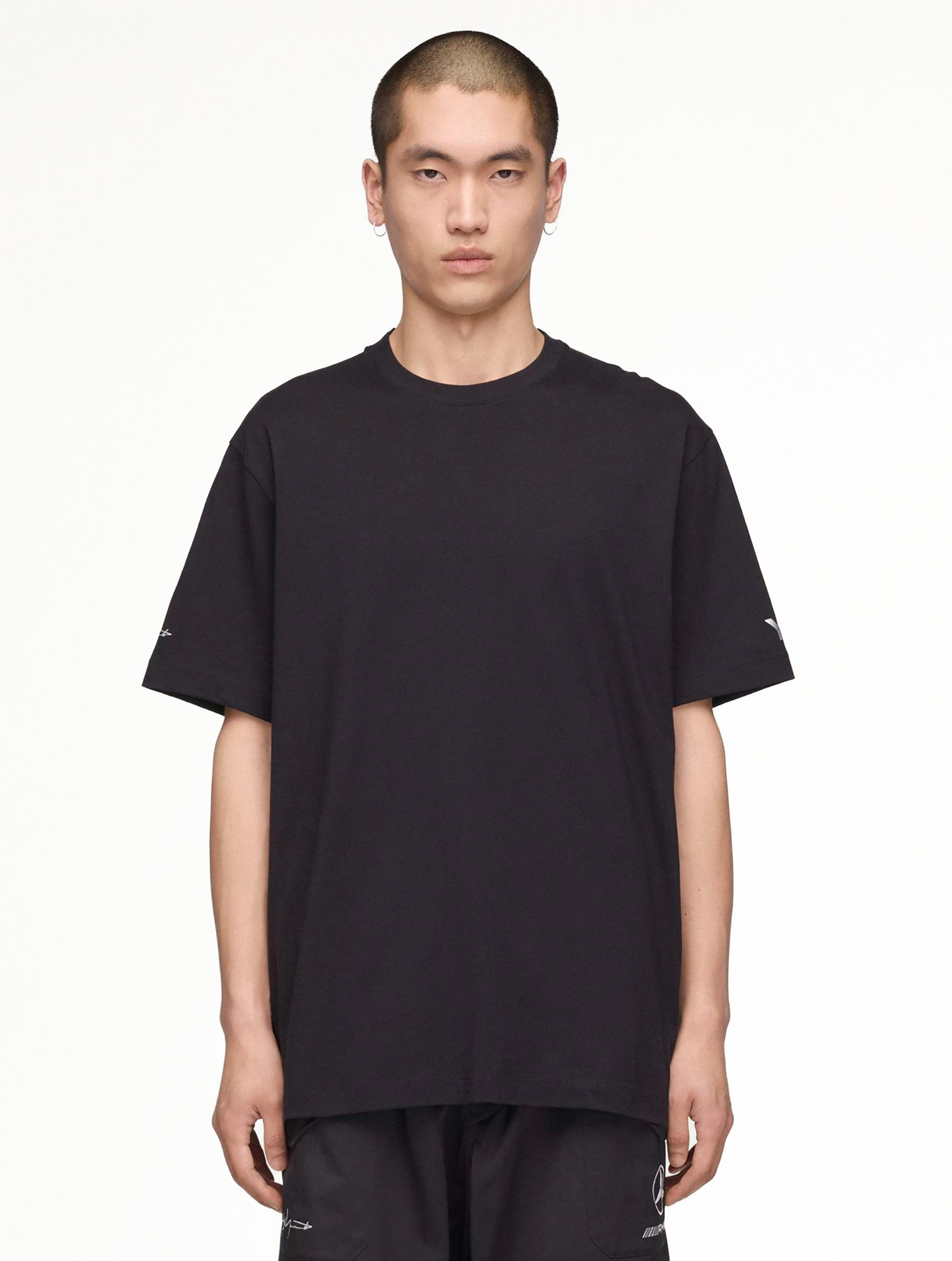 Mercedes-AMG Petronas F1 x Y-3 F1 Star SS Tee Black T-Shirts KR2374 On Model Front View | Overkill

